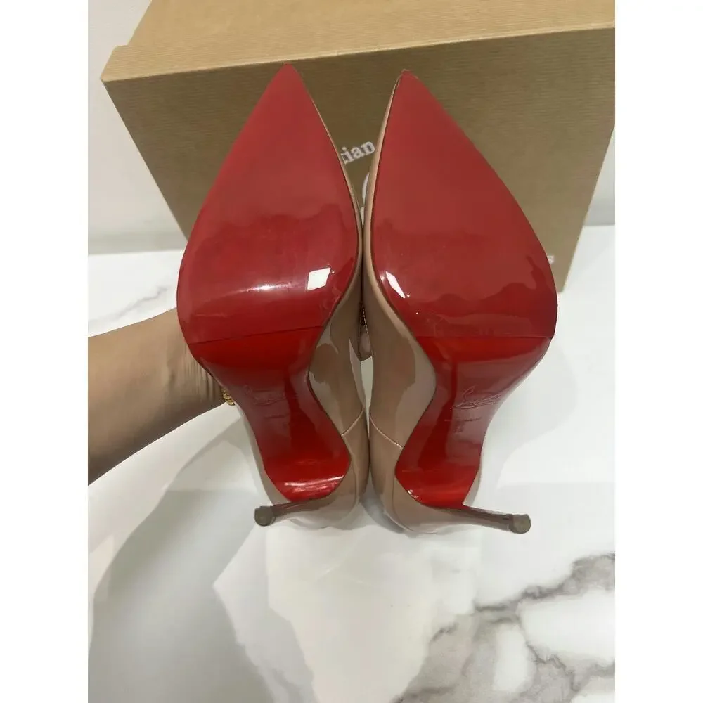 Christian Louboutin Women's Nude Patent Leather So Kate Pumps - Size 38